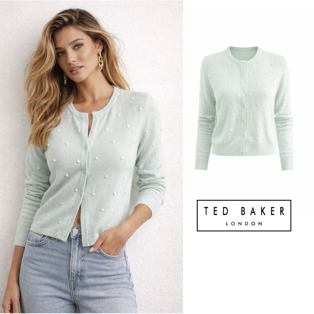 NEW TED BAKER Zeldah Stone Detail cardigan in Mint